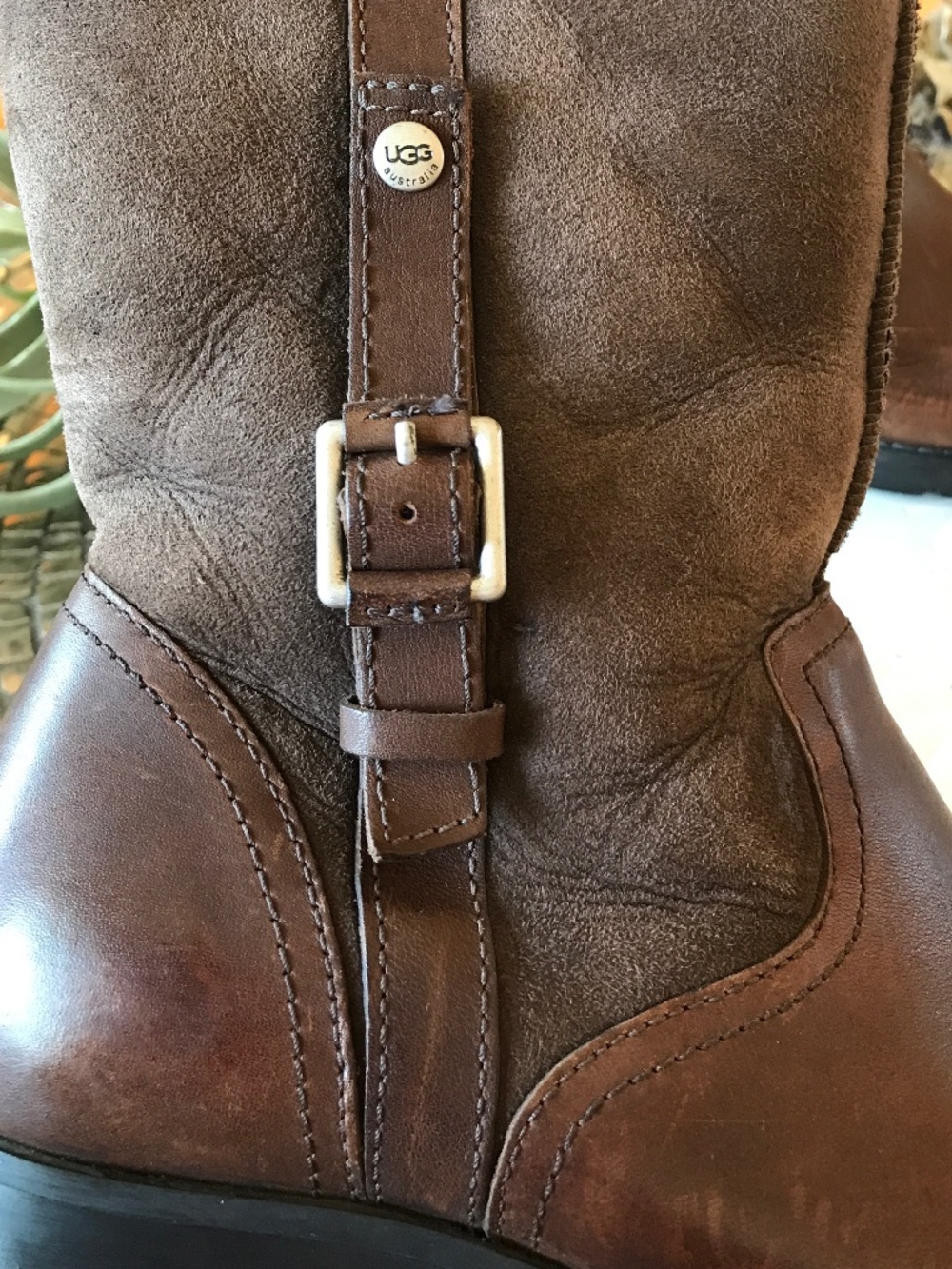 UGG CHOCOLATE BROWN BELLEVUE WATERPROOF LEATHER CONVERTIBLE BOOTS - Picture 15 of 16